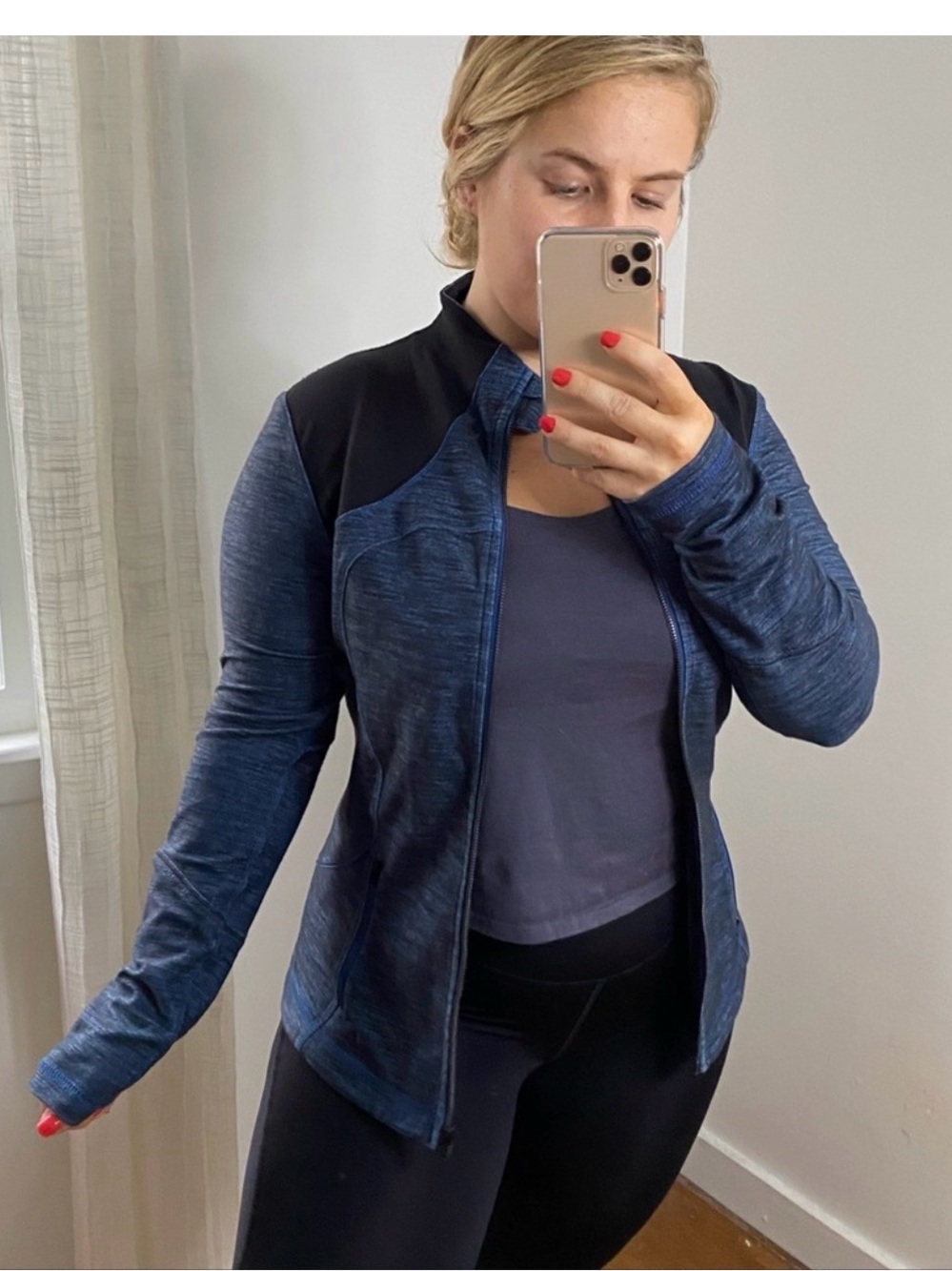 Lululemon Navy Black Space Dye Full Zip Jacket 10